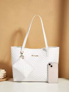 1 Set Black PU Leather Women Handbag Tote Bag Multifunctional Shoulder Bag, Versatile For Women Daily Use And Dates, Comes With Small Wallet