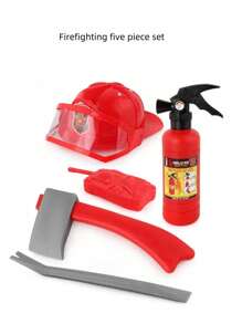 Set antincendio per bambini e bambine, con estintore riempibile d'acqua e attrezzatura da pompiere, tuta antincendio, strumenti antincendio, zaino antincendio, gilet da ingegnere con accessori abbinati. Adatto per uso all'aperto, in casa, per spettacoli teatrali, giochi di ruolo sulla spiaggia e in acqua, feste di Carnevale, costumi e giocattoli