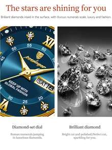 POEDAGAR 1pc Women's Elegant Waterproof Luminous Stainless Steel Quartz Wrist Watch, Casual Dual Date Display Watch, Fashion Ladies Watch, Suitable For Business Occasions, Women's Gift - Blue - View 4