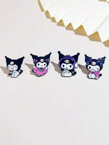 Sanrio Sanrio 1pc/4pcs Kuromi Metal Brooch Enamel Badge, Cute Cartoon Creative Bright And Colorful Oil Drop Alloy Craft, Unisex Backpack Clothing Accessories Holiday Birthday Gift, Personalized Leisure Decoration Commemorative Accessories School