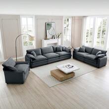 3 Piece  Comfortable Oversized Sectional Sofa, One Single Sofa And One 2-Seater Sofa And One 3-Seater Sofa ,Grey Corduroy Deep Seat Sofa-7629 - Multicolor - View 2