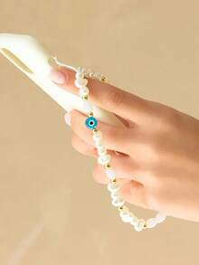 1pc Beaded Devil's Eye Lanyard Strap, Versatile For CCD Camera, Bag Decor, Mobile Phone Charm - Multicolor - View 5