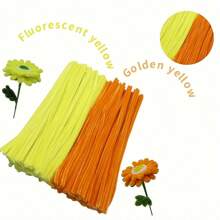 Paquete de valor de 100 piezas de limpiapipas de tela flexible de colores surtidos para suministros de manualidades y decoraciones caseras, juego de torsión con dos opciones de color, kits de flores de limpiapipas