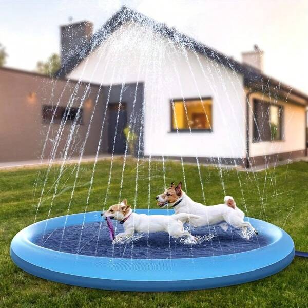 Durable Pet Spray Pad Quick-Fill Dog Bath Pool For Summer Fun Portable, Leak-Proof, Cooling Water Tub - Perfect Outdoor Toy For Pups, Cats & Small Animals Pet Water Spray Mat, Pet Beach Toy, Yard Toy, PVC Thick And Durable, Pet Outdoor Water Toy
