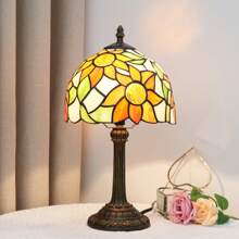 8-Inch Stained Glass Table Lamp, Retro Style Design, Suitable For Bedroom, Dormitory, Office, Study And Other Home Decoration Art (Excluding Led Bulbs)
