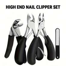 4pcs Elderly-Friendly Toenail Clipper Set - Wide Mouth, Super Large Opening, Catch Tray, Professional Sharp Curved Blade, Heavy Duty Thick Nail Clippers Suitable For Elderly With Thick Nails, Includes Slant Heavy Duty Toenail Clippers With Catch Tray, Wide Opening Mess-Free Nail Clippers, Sharp Stainless Steel Nail Clippers With Long Handle For Easy And Safe Usage