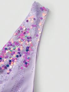 Women Y2k Glitter Sequin Tank Tops Slim Sparkly Deep V Neck Sleeveless Open Back Crop Vest Going Out Tops Party Clubwear - 紫色 - 查看 3