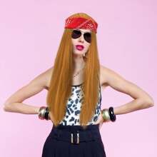 Retro Rockstar Wig Set - Heavy Metal 70s 80s Blonde Long Hair Wig With Hippie Waves For Disco Costume, Halloween & 1980s Theme Parties (Unisex)