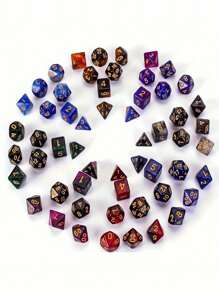 7pcs/Set Fantasy Polyhedral Dice Set For D&D, Coc - Suitable For Over 14 Years Old, Party Game,Tabletop Game, Role Playing Game Dice Set