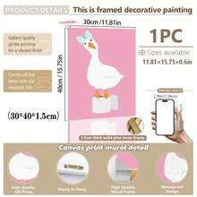1pc/2pcs Set ​ Duck Framed Prints Set Nursery Wall Decor,Kids Bathroom Decoration , Whimsical Adorable Duck Duo With Pink & White Stripes, Blue Bows,Digital Prints Poster Canvas /Framed Painting For Gender-Neutral Kids Room, Soft Pastel Minimalist Nursery Art​ - Multicolor - View 23
