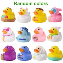 Light Up No Hole Duck Bath Toys Set, Glitter Colorful Bathtub Floating Water Toys, Great Gifts For Bathroom Water Tub Games Pool Party