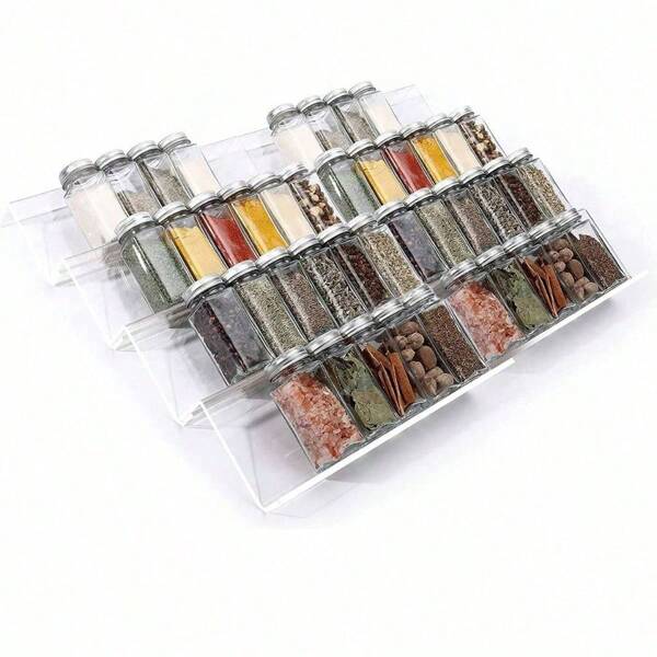 Organizador de cajón de condimentos de acrílico transparente, set de 1 pieza o 4 piezas, inserto de estante de especias, bandeja portaespecia para cajón de cocina, apto para gabinetes/encimera