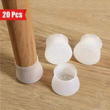 20 Stück Silikon Stuhlbein Pads, rutschfeste Möbelschoner geeignet für Stühle, Tische und Schreibtische, Anti-Rutsch-Design, weiß und transparent, einfache Montage, Wohnaccessoires, Bodenbelag für Lärmreduzierung, unauffälliger Stil, Silikonmaterial