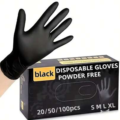 20/50/100 只黑色一次性丁腈清洁手套，适用于家庭清洁、办公室清洁、纹身、美容院等清洁用途