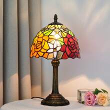 8-Inch Stained Glass Table Lamp, Retro Style Design, Suitable For Bedroom, Dormitory, Office, Study And Other Home Decoration Art (Excluding Led Bulbs)