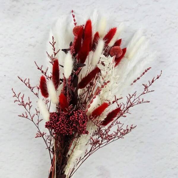 55 Red Bouquets Of Boho Style, Pampas Grass Mixed Bouquet, Perfect For Easter-Halloween-Christmas-Valentine's Day-DIY Handmade Flowers-Home Desktop Decoration