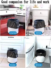 100 Pcs Disposable Thick Black Garbage Bags With Handles - Leak-Proof & Durable Vest Style Bin Liners For Household, Kitchen, Bathroom, Bedroom, Office & Dorm Cleanup.