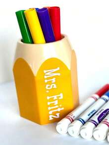 Personalized Letter Name Pen Holder, Custom Pencil Holder, Desk Decoration For Classroom Teacher Organization, Gift Idea For Teacher, Pink Blue Pencil Holder, Cute And Popular Custom Pen Holder