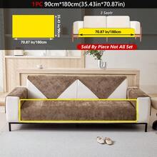 1 件简约纯色细条纹沙发垫 - 防滑且适合宠物，适合 1/2/3/4 座组合沙发套，现代家居客厅装饰，雪尼尔四季通用（米色，90x90 厘米，单座，1 件装）沙发套 - 彩色 - 查看 41