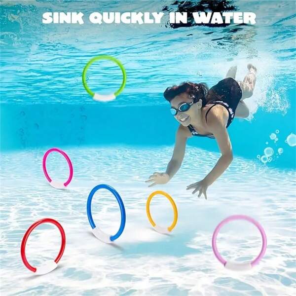 Set de 4 anillos de buceo de colores, aros de entrenamiento subacuático, resistentes y portátiles - adecuados para lanzar, bucear, equipo de buceo circular, regalo perfecto para deportes subacuáticos, entretenimiento de verano, regalos de fiesta