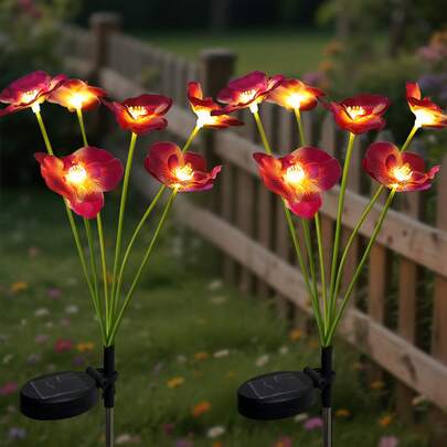 1pc Solar Butterfly Orchid Lantern, Waterproof Outdoor Solar Lantern, LED Solar Garden Lantern, Suitable For Outdoor Camping, Garden Courtyard, Path Decoration, Park Lawn Landscape Decoration, Atmosphere Decoration, Ideal Choice For Moms, Mother's Day Gift