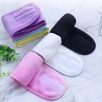 Ensemble de 3 bandeaux de spa – Bandeaux ultra-doux et ajustables pour le visage, le yoga et la toilette – Design antidérapant double couche absorbant la transpiration – Rose et gris (fermeture auto-agrippante)