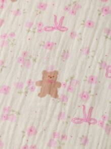 Mono de manga corta con estampado floral y lazo para recién nacida - Mameluco de bebé niña, mono de verano suave y cómodo