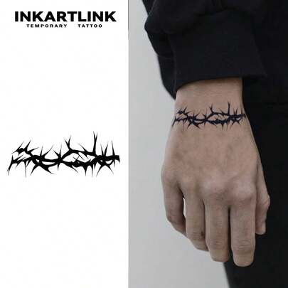  3pcs Inkartlink Thorn Chain Tattoo | Dark Style Wrist Totem | Herbal Waterproof Ink | Lasting 1-2 Weeks