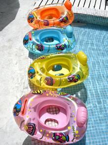 1pc Kids Swimming Pool Seat Ring, Cute Inflatable Floating Seat Ring, Swimming Ring, Child Toddler Swimming Pool Bath Tub With Single Handle Inflatable Fishies, 4 Colors, Underarm Floats, For Summer Swimming