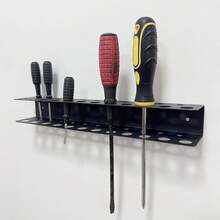 1 件重型壁挂式工具整理器，黑色金属螺丝刀架，带多个插槽 - 适用于车库、厨房和浴室存储，包括安装螺丝、实用架 - 彩色 - 查看 8