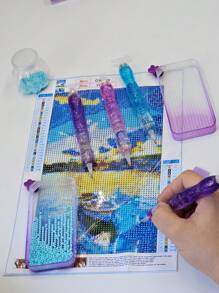 1Set Replacement Nibs For New Design Curve Pens Suitable For 5D Diamond Painting - DIY Art Paint Brush Kit With 6 Replaceable Plastic Heads And Glue, Perfectly Suited Resin Pen Tips Ideal For Dotting Drillers, Great For DIY Arts Projects & Nail Art Accessories
