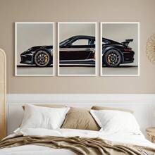 3 pôsteres de carros pretos sem moldura, pôsteres de carros esportivos, decoração de parede de carro moderna, presente para entusiastas de carros, pôsteres de supercarros, decoração de parede para escritório, casa, dormitório, arte de parede em estilo moderno