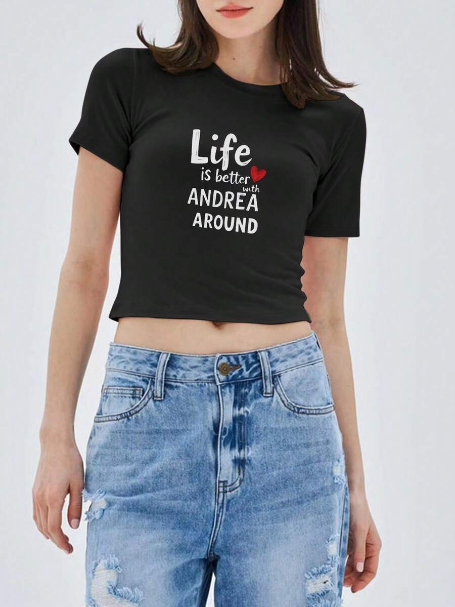 Life Is Better With Andrea AROUND Fashion Women's Short Sleeves - Black - View 1