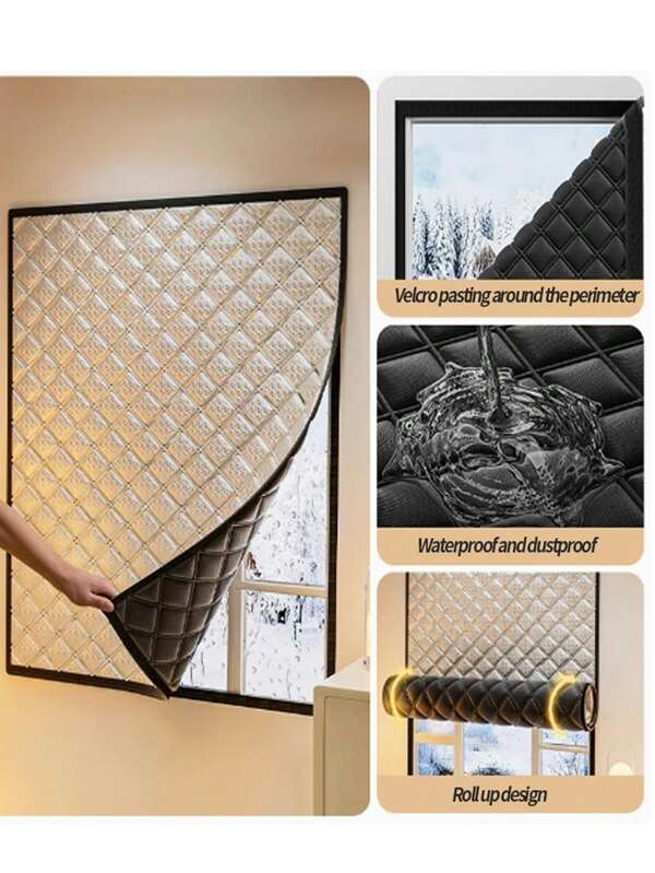 1 Peça Cortina à Prova de Vento e Quente para Inverno, Filme de Isolamento Térmico e à Prova de Frio para Quarto, Janelas Vedadas, À Prova de Luz e Som