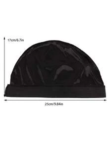 1/2/4 Pcs Men's Silk-Like Wavy Black Hats, Satin Smooth Durags, Unisex Anti-Pollution, Good Compressibility Hair Sleep Cap - Black - View 3