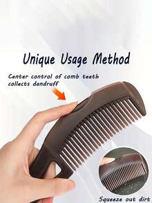 1 件自清洁去屑梳，打造更健康的头发和头皮 - 宽齿空心塑料梳，带刮痧手柄，适合油性发质，男女皆宜，采用 ABS 材料制成，光滑有光泽，非常适合头皮去角质和按摩，按摩梳 | 宽齿梳 | ABS 塑料梳