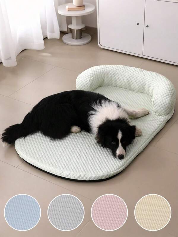 1 Pc Green Summer Cooling Pet Mat, Silky Cool Soft Cushion With Pillow For Cats And Small/Medium Dogs