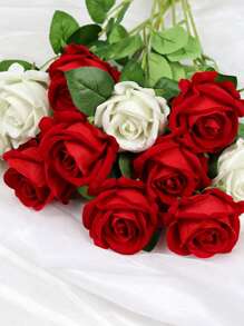 1pc/4pcs/5pcs/8pcs Red Rose Artificial Flowers Artificial Bridal Bouquet Realistic Velvet Faux Flower Flower Arrangement Decoration Fake Rose Artificial Rose For Valentine's Day Gifts Wedding Party Home Decoration, Brithday Gifts Outdoor Indoor Decor, Vase Floral Decor (Purchase Instructions: May Contain Odor, Please Place In Window For Ventilation For 1-2 Days) Artificial Plant