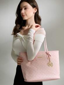 Fashionable Women's Pu Leather Handbag Winter Gifts - Pink - View 3