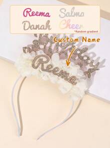 1 Stück personalisiertes Namens-Stirnband für Mädchen, goldfarbener glitzernder Haarreif mit individuellem Namen, glitzernder Geburtstags-Haarreif, Feiertagsgeschenk Haarschmuck Kinderzubehör