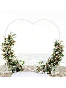 UNHO XL Wedding Arch Heavy Duty Heart Shape Flowers Balloon Stand 2.2M Metal Party Decor Rack Heart Shaped Background Frame - White - View 8
