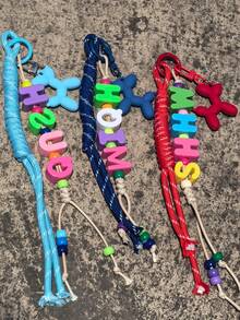 Customizable Acrylic Letter Keychain Balloon Dog Rope Beaded Bag Charm Decoration Pendant Personalized Birthday Gift, Holographic - Acrylic Keychain - View 4