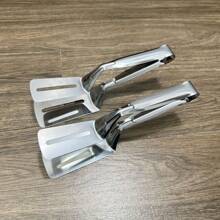 2-In-1 Stainless Steel Multipurpose Fish Spatula - Premium Stainless Steel Fish Spatula And Tongs - Non-Stick, Heat Resistant, Multifunctional Kitchen Tool For Frying Fish, Flipping And Steak Handling - Suitable For Home And Restaurant Kitchen, Fish Frying Spatula, Outdoor Grill Tool, BBQ Spatula, BBQ Tongs