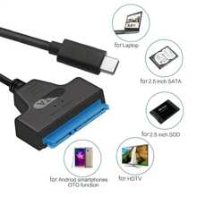 Cable adaptador SATA a USB C 3.0 para transferencia de datos de HDD/SSD de 2.5", convertidor de unidad de disco duro externa que admite UASP (Negro)