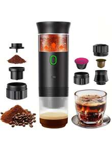 Cafetera espresso portátil con puerto Tipo-C, autocalentable, para preparar bebidas calientes y frías, compatible con café molido y cápsulas, adecuado para autocaravanas, senderismo y uso en la oficina, de vuelta a clases - Multicolor - Ver 13