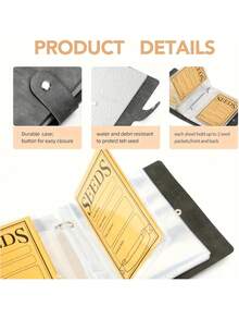 1 Set Garden Seed Storage & Organization Box, Seed Envelope Organizer Binder With 50pcs Self-Seal Seed Envelopes, Seed Packet Holder, Seed Saver Binder