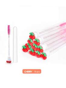 Cepillo de pestañas en forma de tubo con diseño de frutas de dibujos animados, cepillo de pestañas de cristal portátil y redondo para el peinado de pestañas