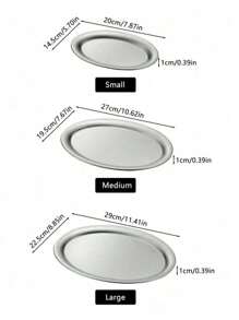 1pc Minimalist Stainless Steel Oval Tray, Serving Platter For Bread, Desserts, Coffee Cups In Cafe