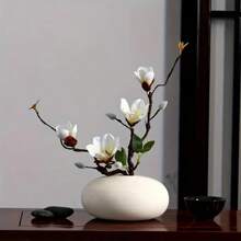 1pc/2pcs/4pcs Artificial Branch Magnolia Flowers, Plastic Flowers, Living Room Table Decoration, Wedding Venue Decoration, Outdoor Garden Decoration, New Year Flower Arrangement Vase Decoration, Home Decoration Gifts