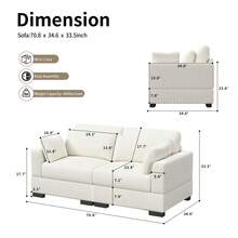 Sofá combinado para varias personas, espuma de alta resiliencia, estructura de madera maciza, sofá individual, banco con almacenaje, sofá de pana para salón, resistente a arañazos, beige - Beis - Ver 6